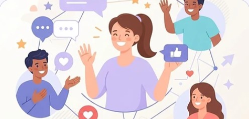 Illustration of people connecting through social media