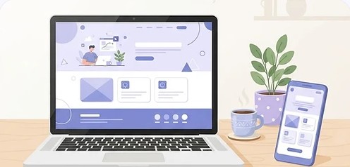 Illustration of a website on a laptop and phone